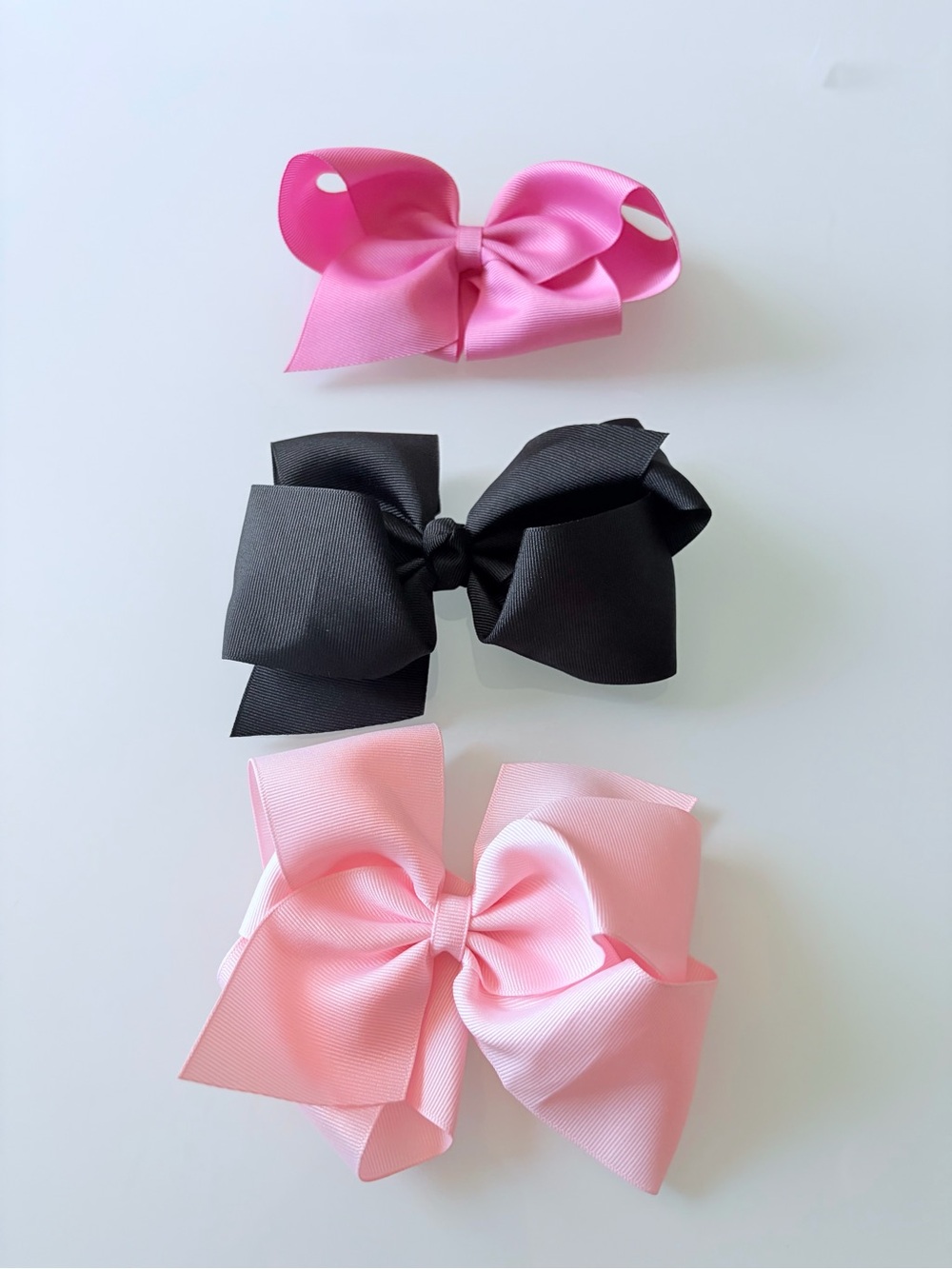 Wee Ones Ribbon Hair Bows - Pink, Hot Pink & Black 3pcs